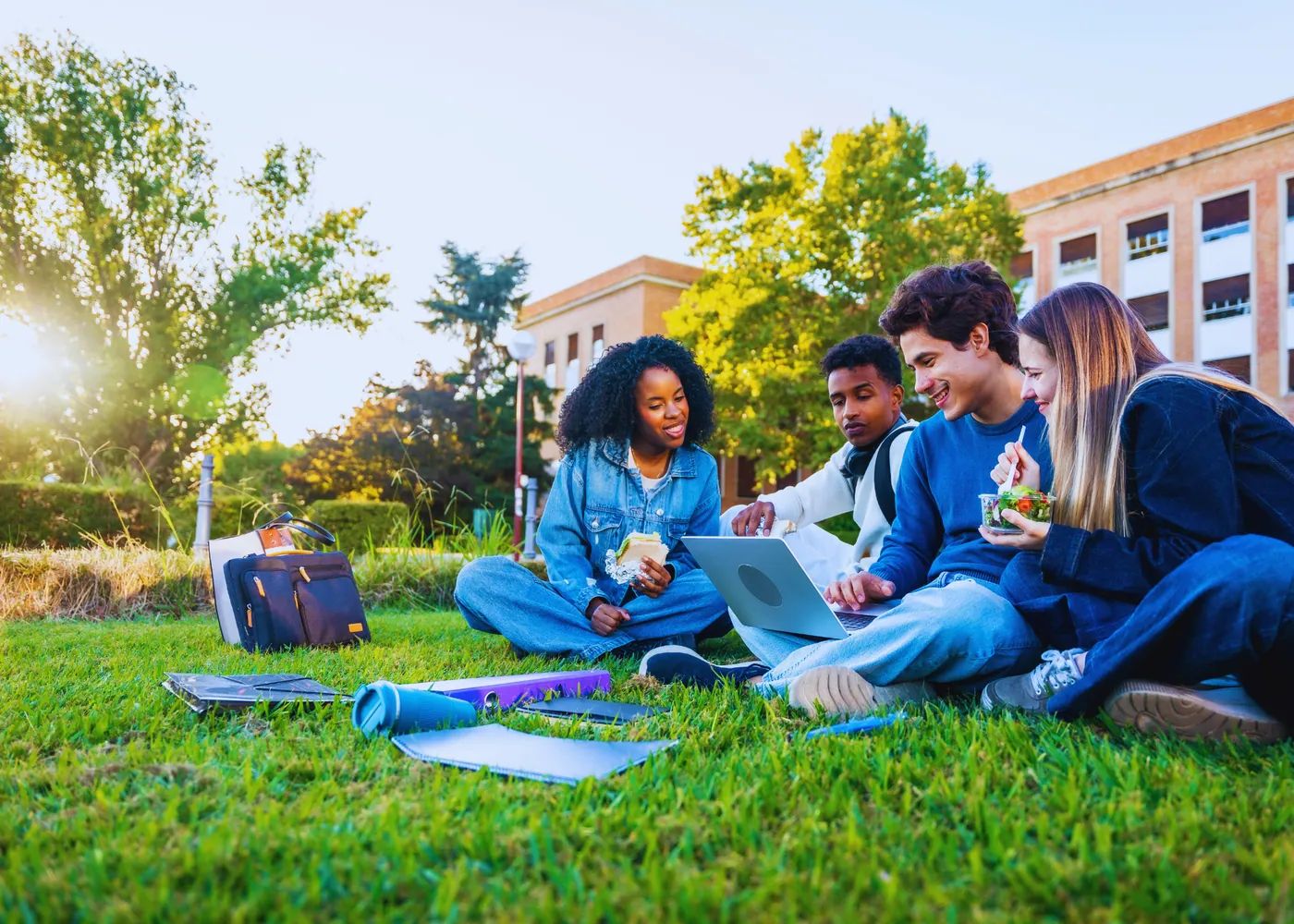 Young Californians collaborating outdoors
